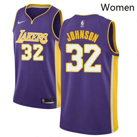 Womens Nike Los Angeles Lakers 32 Magic Johnson Swingman Purple NBA Jersey Statement Edition